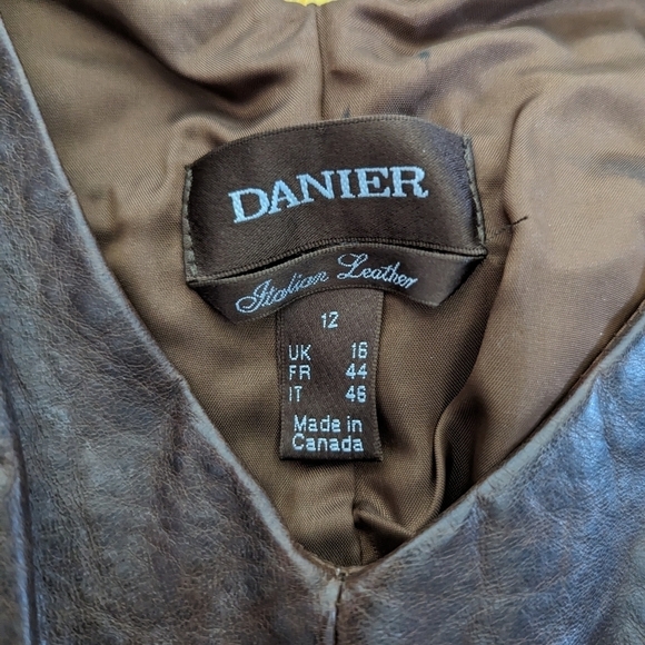 DANIER leather silk V-neck maxi brown orange mermaid V-neck dress size 12 - Picture 5 of 15